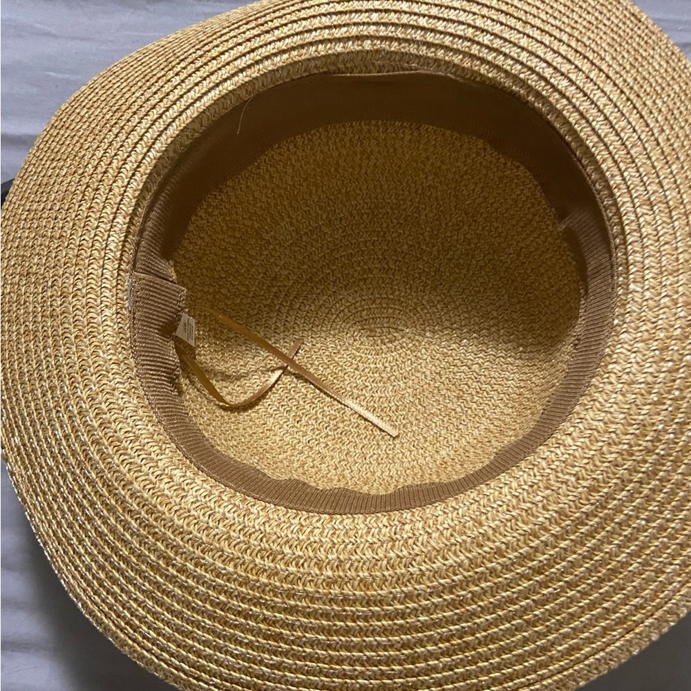 🌟La Vie En Rose Tan and Black Straw Hat with Elegant Ribbon - Picture 5 of 11